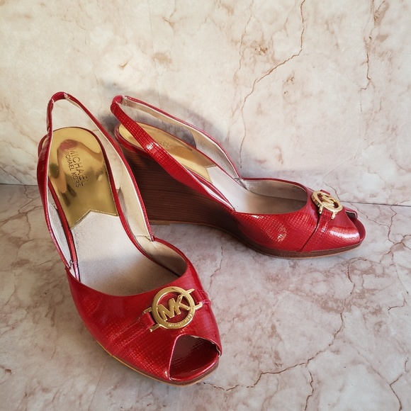 Michael Kors Shoes - Michael Kors red open toe wedges sling back heels